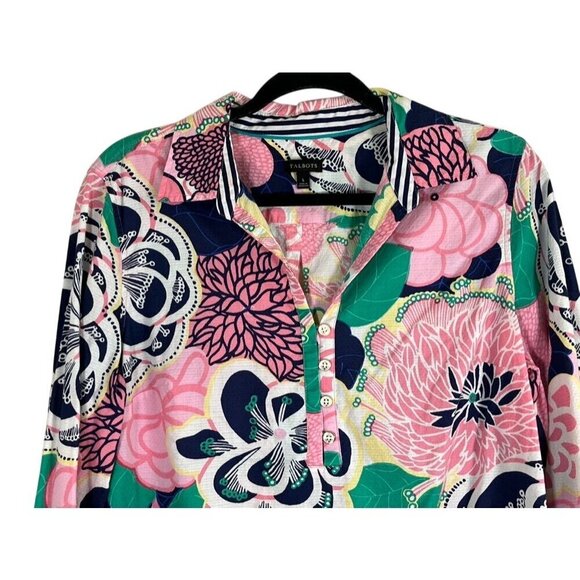 Talbots Floral Top L Pink Tropical Resort Workwear Classic Preppy Colorful Retro - Picture 3 of 14